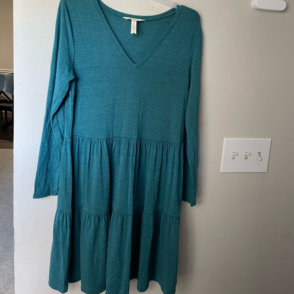 Matilda Jane Teal Tiered Long Sleeve V Neck